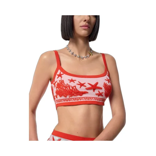 Barocco Sea Sleeveless Knitted Cropped Top