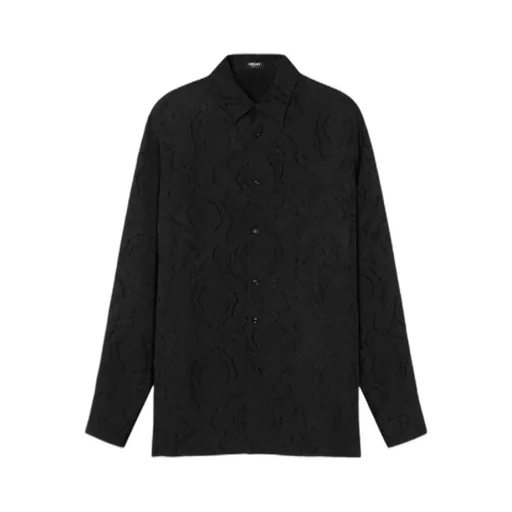 Patterned-Jacquard Long-Sleeved Buttoned Shirt