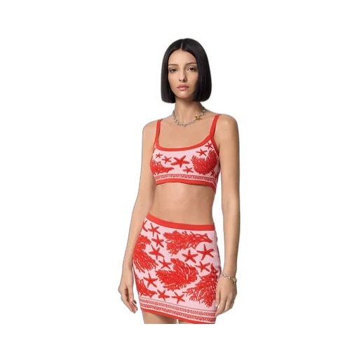 Barocco Sea Sleeveless Knitted Cropped Top