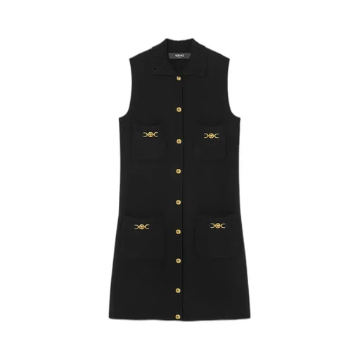 Sleeveless Button-Up Knitted Mini Dress
