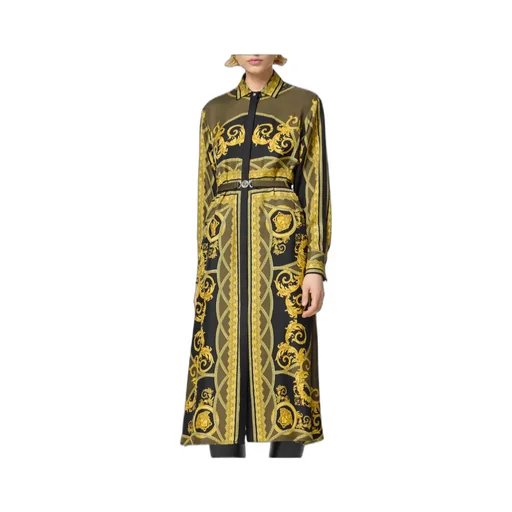 Barocco-Print Long-Sleeved Midi Dress