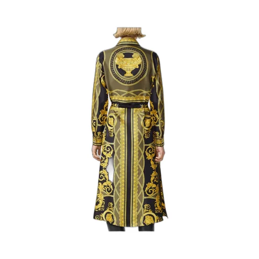 Barocco-Print Long-Sleeved Midi Dress