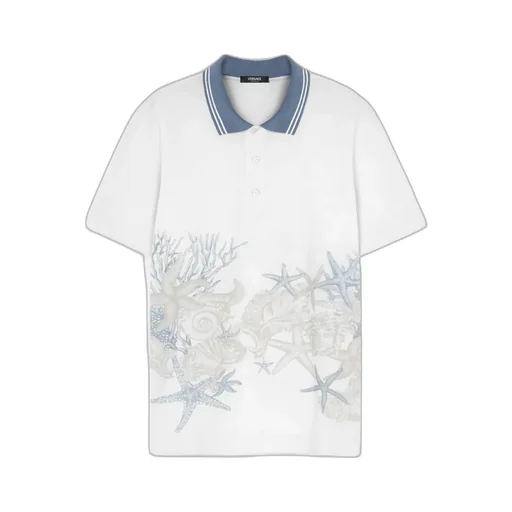 Starfish Printed Short-Sleeved Polo Shirt