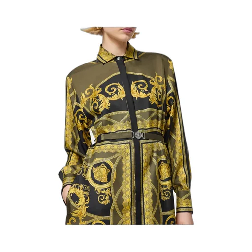 Barocco-Print Long-Sleeved Midi Dress