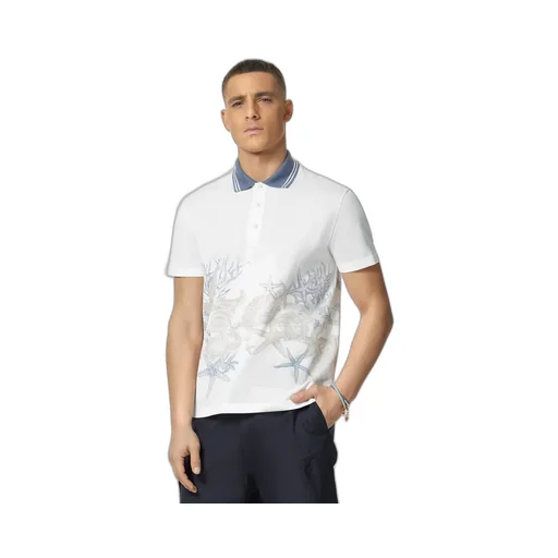 Starfish Printed Short-Sleeved Polo Shirt