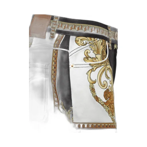 Baroque-Print Denim Shorts