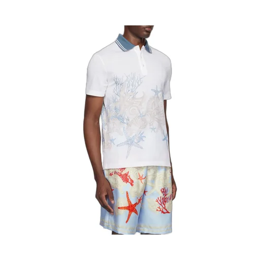 Starfish Printed Short-Sleeved Polo Shirt
