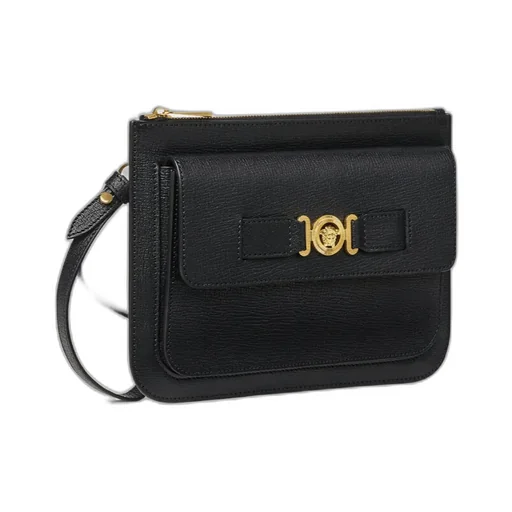 Medusa-Plaque Leather Clutch