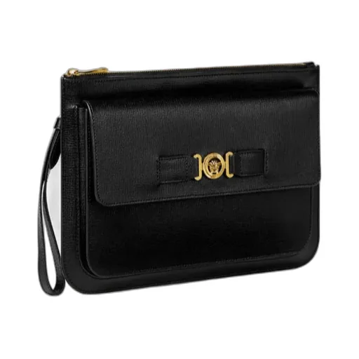 Medusa-Plaque Zipped Clutch Bag