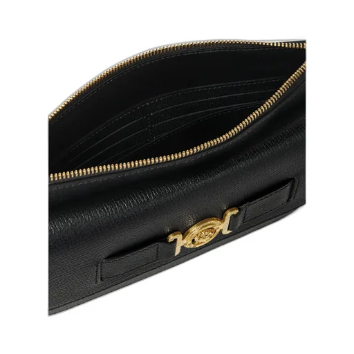 Medusa-Plaque Leather Clutch