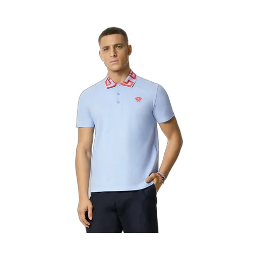 Medusa Embroidered Short Sleeved Polo Shirt