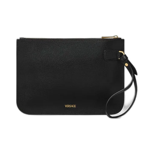 Medusa-Plaque Leather Clutch