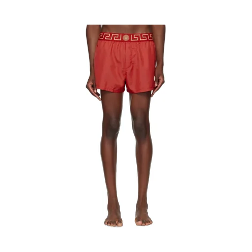 Greca Border Elasticated Waistband Swim Shorts