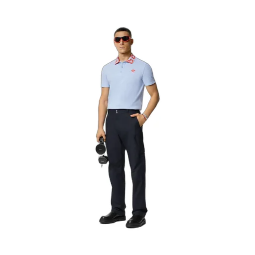 Medusa Embroidered Short Sleeved Polo Shirt