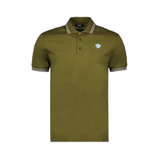 Medusa-Embroidered Short-Sleeved Polo Shirt