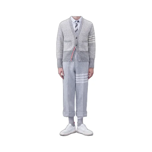 4-Bar MÉLange-Effect Button-Up Cardigan