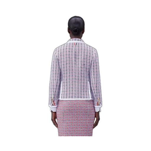Check-Pattern Buttoned Tweed Jacket
