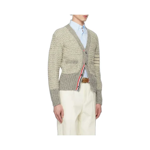 4-Bar MÉLange-Effect Button-Up Cardigan