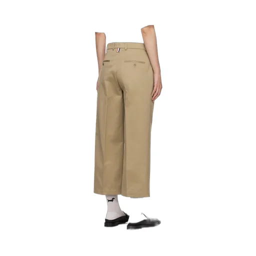 Pleated Cropped Cotton Trousers