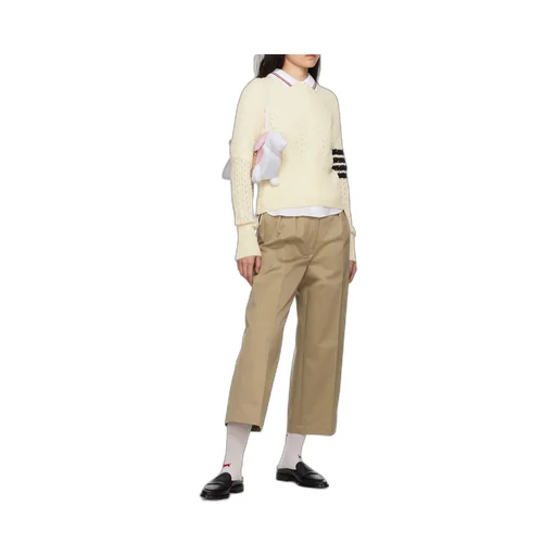 Pleated Cropped Cotton Trousers