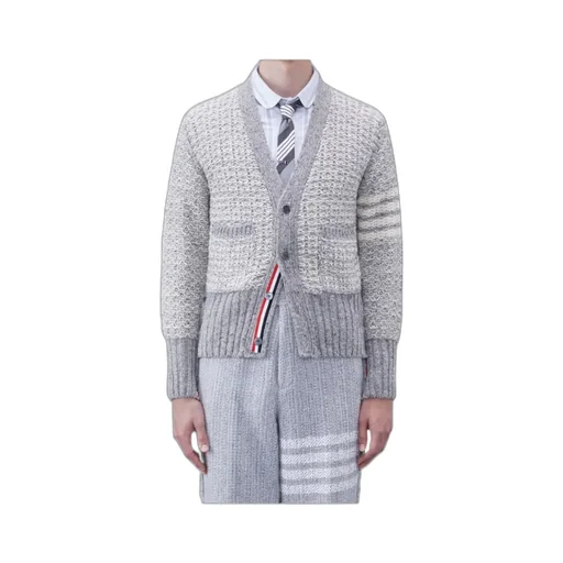 4-Bar MÉLange-Effect Button-Up Cardigan