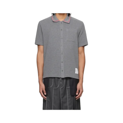 Textured Short-Sleeved Polo Shirt