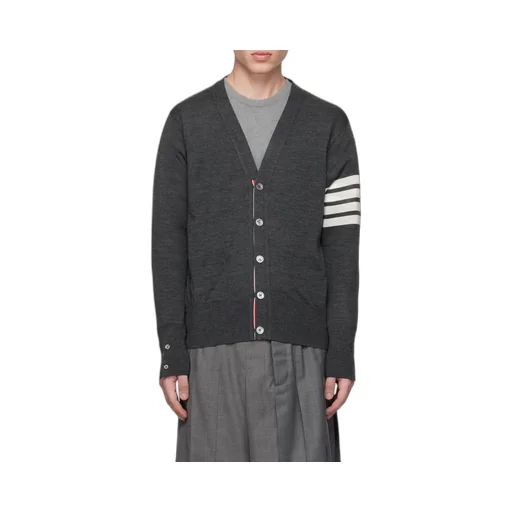 4-Bar V-Neck Knitted Cardigan