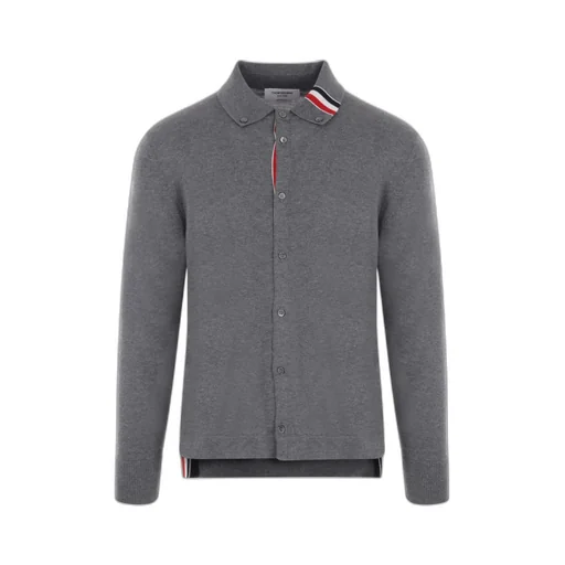 Stripe-Trim Buttoned Knitted Cardigan