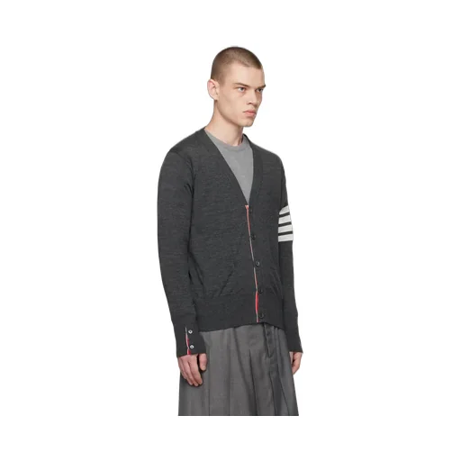 4-Bar V-Neck Knitted Cardigan