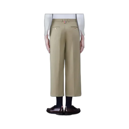 Pleated Cropped Cotton Trousers