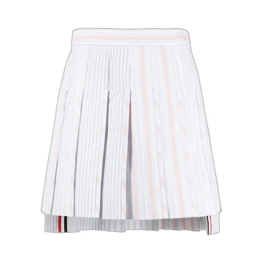 Funmix Striped Oxford 4-Bar Mini Pleated Skirt