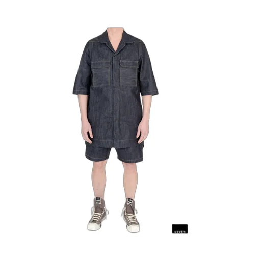 Short-Sleeved Denim Shirt