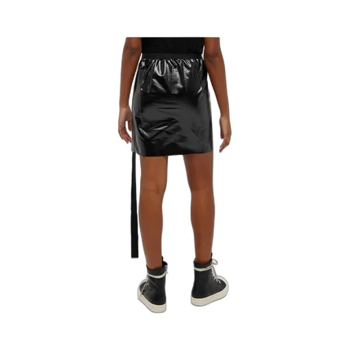 Slit-Detailed Faux Leather Miniskirt