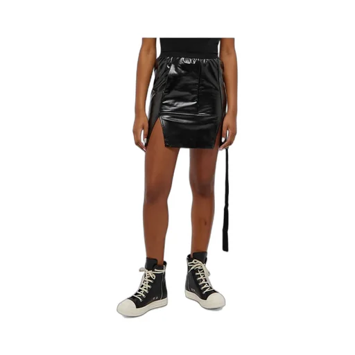 Slit-Detailed Faux Leather Miniskirt