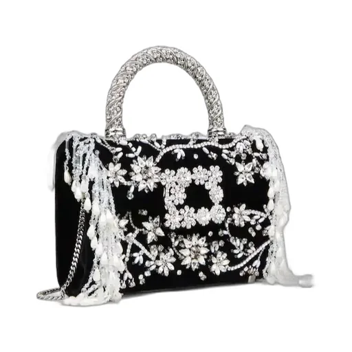 Ramage Jewel Mini Flower Strass Buckle Clutch Bag In Velvet