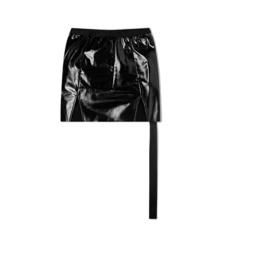 Slit-Detailed Faux Leather Miniskirt