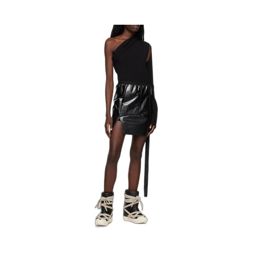 Slit-Detailed Faux Leather Miniskirt