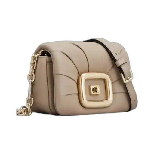 Logo Engraved Foldover Top Shoulder Bag