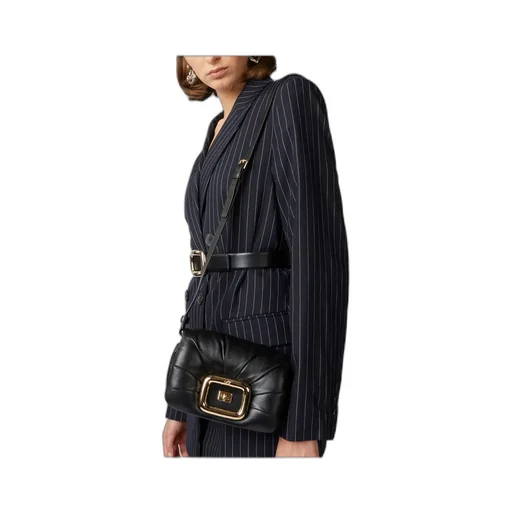 Logo Engraved Foldover Top Shoulder Bag
