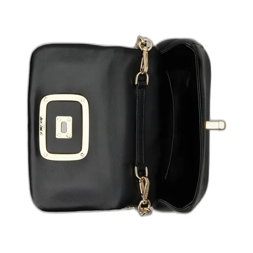 Logo Engraved Foldover Top Shoulder Bag