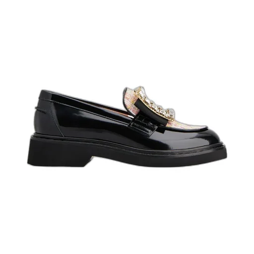 Viv' Rangers Strass Buckle Loafers In Patent Leather