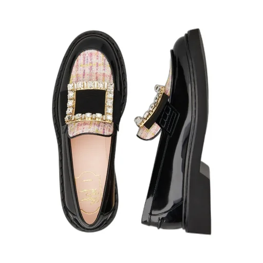 Viv' Rangers Strass Buckle Loafers In Patent Leather