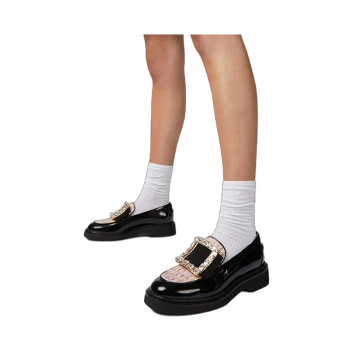 Viv' Rangers Strass Buckle Loafers In Patent Leather