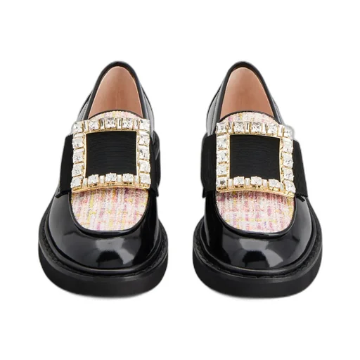 Viv' Rangers Strass Buckle Loafers In Patent Leather