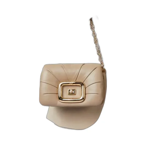 Logo Engraved Foldover Top Shoulder Bag