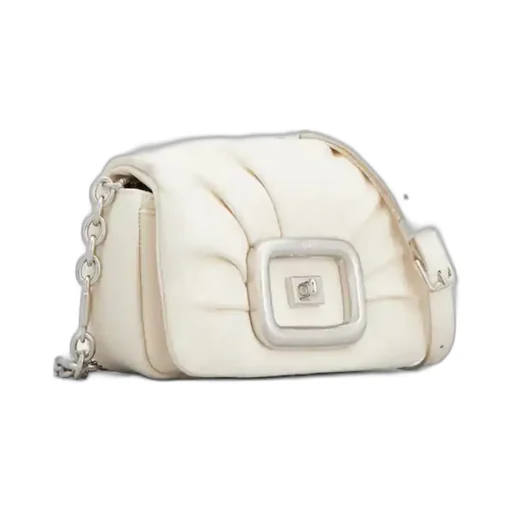 Logo Engraved Foldover Top Shoulder Bag