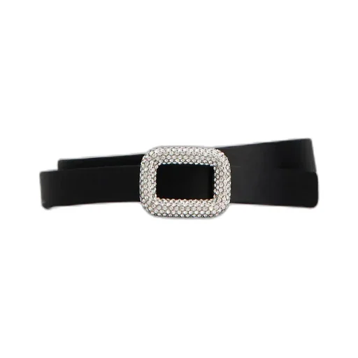 Viv' Choc Strass Buckle Belt In Satin