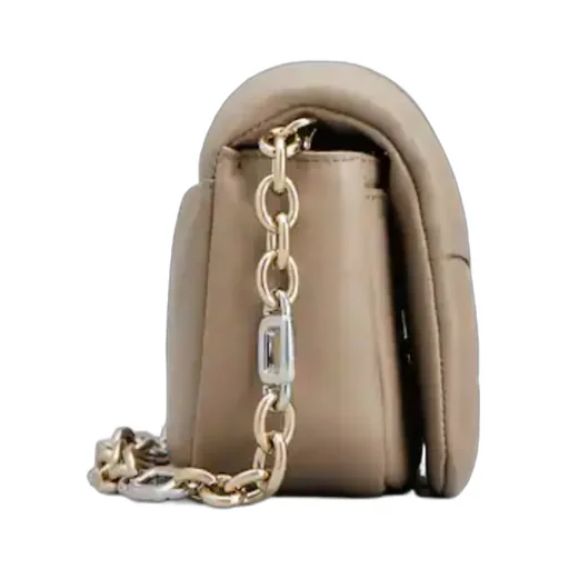 Logo Engraved Foldover Top Shoulder Bag