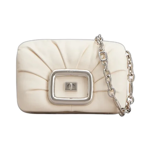 Logo Engraved Foldover Top Shoulder Bag
