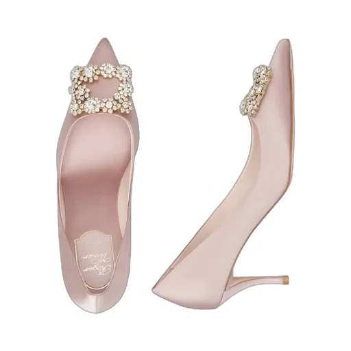Flower Strass Buckle Pumps In Satin